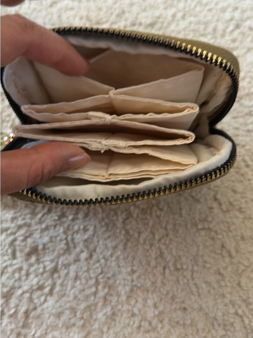 Olive Green Velvet jewelry Travel Pouch with Tassel Zip